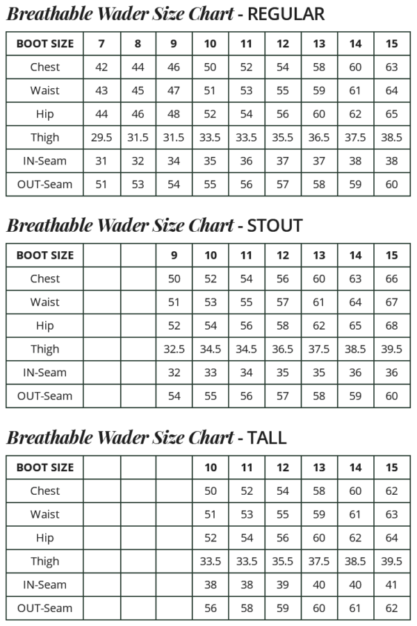 Sizing Guide High 'N Dry